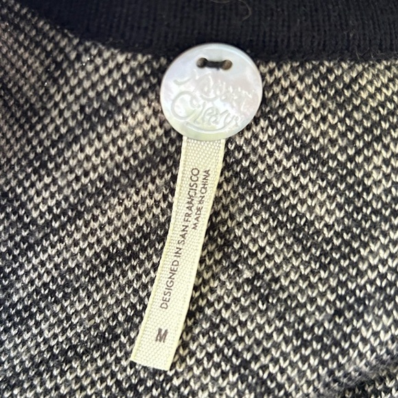 Margaret O’Leary Long Open Cardigan Black Tan Pockets Size M - Picture 4 of 6